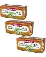 Зеленчуково пюре Plasmon - Грах с тиквички, 6+ м, 6 броя х 80 g -1
