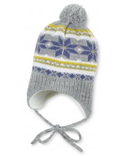 Зимна шапка с пискюл Sterntaler - 41 cm, 4-5 месеца, сива