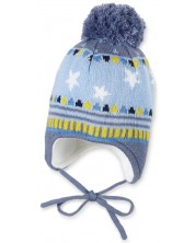 Зимна бебешка шапка с пискюл Sterntaler - 45 cm, 6-9 месеца, сива