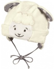 Зимна бебешка шапка Sterntaler - Агънце, 47 cm, 9-12 месеца, бяло-сива