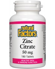 Zinc Citrate, 50 mg, 180 таблетки, Natural Factors -1