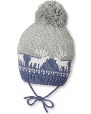 Зимна бебешка шапка с помпон Sterntaler - 45 cm, 6-9 месеца -1