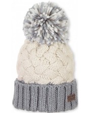 Зимна шапка с помпон Sterntaler - 57 cm, над 8 години, бяло-сива