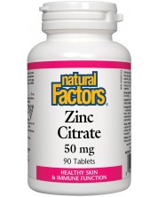 Zinc Citrate, 50 mg, 90 таблетки, Natural Factors