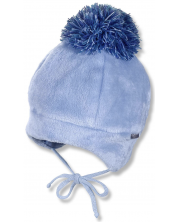 Зимна бебешка шапка с пискюл Sterntaler - 43 cm, 5-6 месеца, синя -1