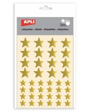 Комплект стикери APLI - Златни звездички, блестящи, 3 листа -1
