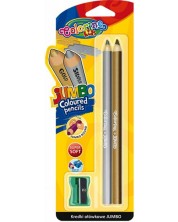 Златен и сребърен молив Colorino Kids - Jumbo, с острилка -1