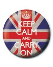 Значка Pyramid Humor: Keep Calm - Carry On (Union Jack) -1