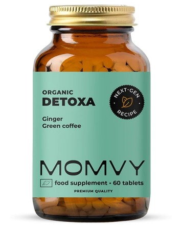 Detoxa, с джинджифил и зелено кафе, 60 таблетки, Momvy