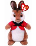 Плюшена играчка TY Toys - Зайчето Питър с червено якенце, 15 cm - 1t