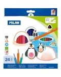 Комплект цветни молива Milan - Триъгълни, 24 цвята - 1t