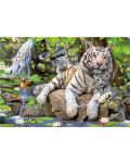 Пъзел Educa от 1000 части - Бял бенгалски тигър с малките си - 1t