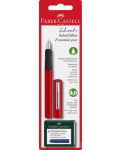 Детска писалка Faber-Castell - Червена, с 6 патрончета - 1t