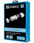 Четец за карти Sandberg -USB-C/USB/MicroUSB, сив - 2t