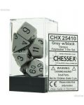 Комплект зарове Chessex Opaque Poly 7 - Grey & Black (7 бр.) - 1t