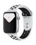 Смарт часовник Apple - Nike S5, 44mm, сребрист с бяла каишка - 1t