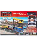Игрален  комплект Power Train World - Товарен влак и кран, 670 cm - 5t