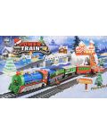 Игрален  комплект Power Train World - Коледен влак, 732 cm, със светлини - 2t