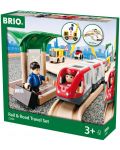 Комплект Brio - Влак с релси и аксесоари, Rail & Road Travel, 33 части - 1t