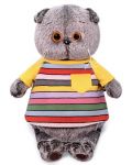 Плюшена играчка Budi Basa - Коте Басик в блузка на райета и джобче, 19 cm - 1t