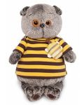 Плюшена играчка Budi Basa - Коте Басик с тениска с пчеличка, 19 cm - 1t