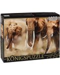 Пъзел Königspuzzle от 1000 части - Стадо слонове - 1t