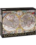 Пъзел Königspuzzle от 1000 части - Стара карта на света - 1t