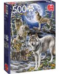 Пъзел Jumbo от 500 части - Глутница вълци през зимата - 1t