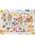 Пъзел Jumbo от 1000 части - Пощенски марки с летни цветя - 2t