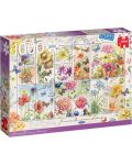 Пъзел Jumbo от 1000 части - Пощенски марки с летни цветя - 1t