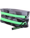Елипсовиден ученически несесер Cool Pack Clever - Camo Green Neon, с 2 отделения - 4t