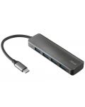 USB хъб Trust - Halyx Alum, 4 порта, USB-C, черен - 1t
