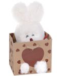 Плюшена играчка Morgenroth Plusch – Бяло зайче със сърце в торбичка, 12 cm - 1t