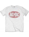 Тениска Rock Off AC/DC - Oval Logo Vintage, бяла - 1t