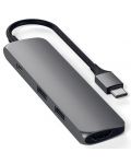 Адаптер Satechi - Aluminum Slim, USB-C/MultiPort, сив - 1t