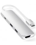 Адаптер Satechi - Aluminum Slim, USB-C/MultiPort, сребрист - 1t