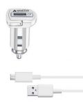 Зарядно за кола Cellularline - 4680, USB-A, кабел Micro USB, 15W, бяло - 1t