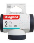 Адаптер Legrand - 694522, 2 гнезда, Т-орбазен, USB A+C, въртящ - 4t