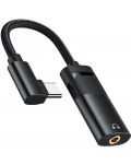 Адаптер Xmart - USB-C/жак 3.5 mm/USB-C, черен - 3t