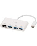 Адаптер Vivanco - 45388, 3x USB/RJ45, USB-C, бял - 1t