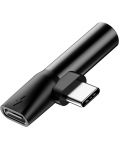 Адаптер Baseus - L41, USB-C/USB-C/жак 3.5 mm, черен - 5t
