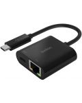 Адаптер Belkin - USB-C/Ethernet/Charge, черен - 1t