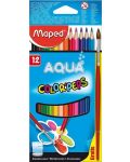Акварелни моливи Maped Color Peps - 12 цвята, с подарък четка - 1t