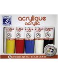 Акрилни бои Lefranc & Bourgeois - 5 цвята x 120 ml - 1t