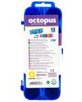 Акварелни боички Univerzal - Octopus, 12 цвята, с четка - 2t