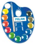 Акварелни бои в палитра Milan - Ф25 mm, 12 цвята + четка - 1t