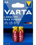 Алкалните батерии VARTA - Longlife Max Power, АА, 2 бр. - 1t