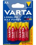 Алкалните батерии VARTA - Longlife Max Power, АА, 4+2 бр. - 1t