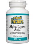 Alpha-Lipoic Acid, 200 mg, 60 капсули, Natural Factors - 1t