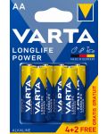 Алкални батерии VARTA - Longlife Power, AA, 4+2 бр. - 1t